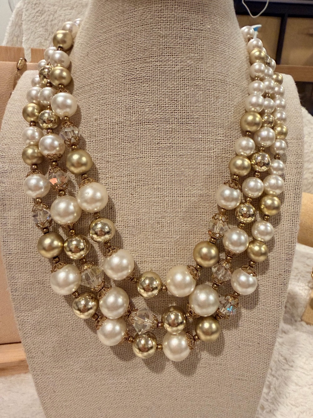 Vintage Gold and Pearl Multi-Strand Necklace